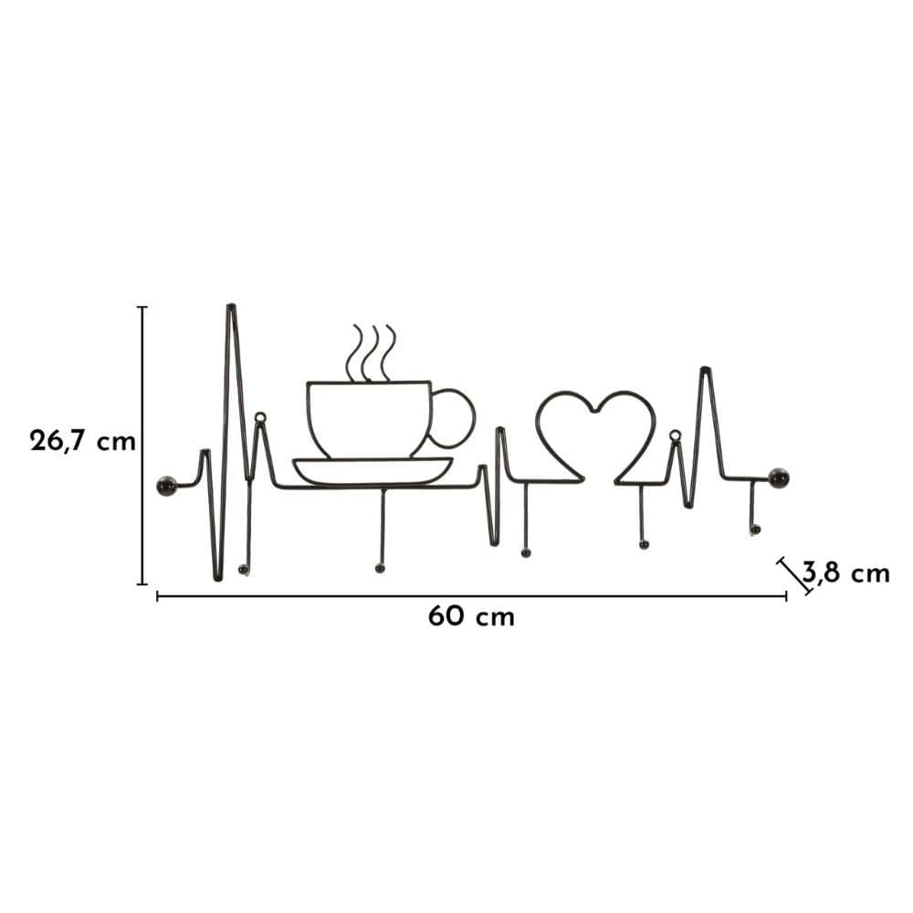 Appendiabiti da parete Metallo nero Caffè col cuore - 6