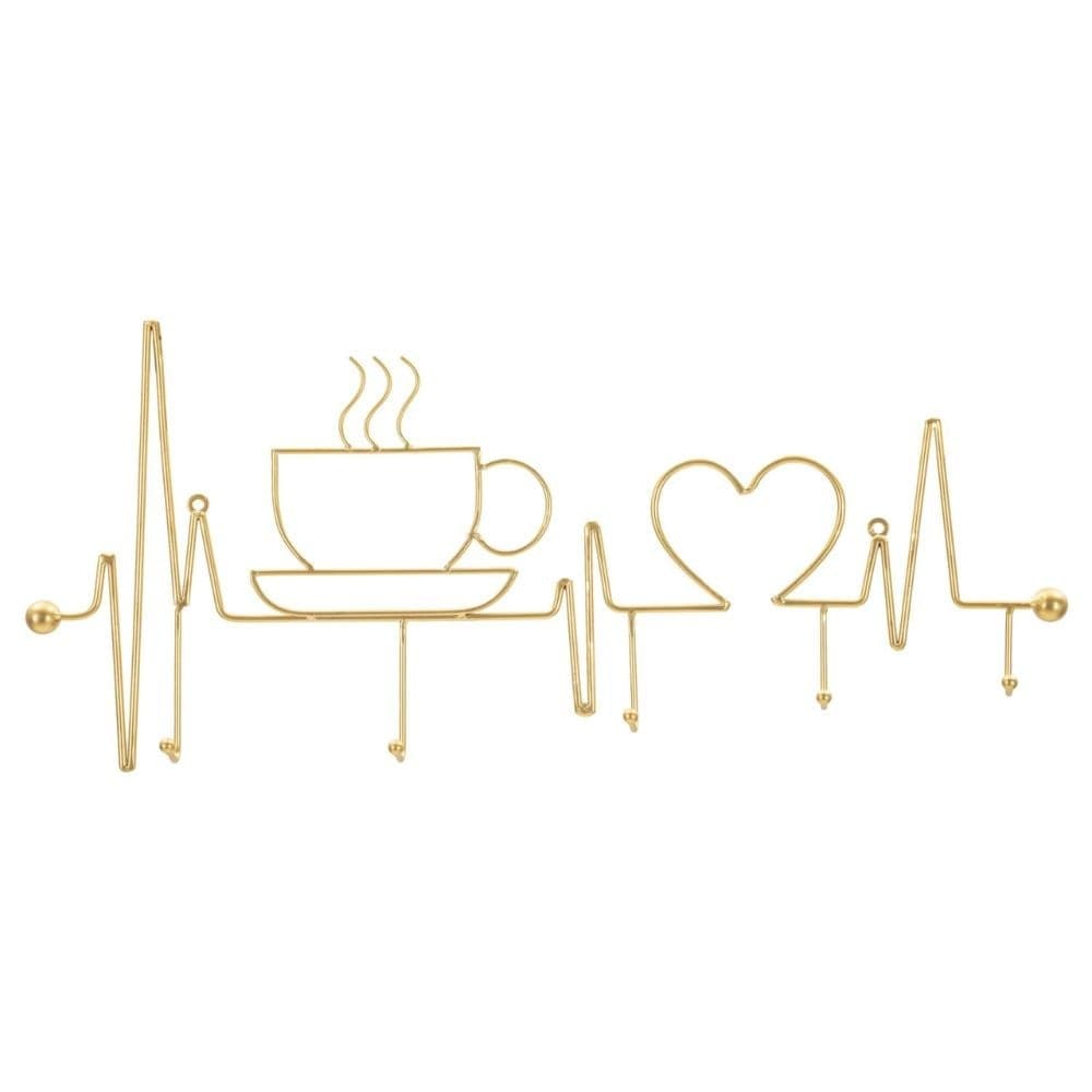 Appendiabiti da parete Metallo oro Caffè col cuore - 2