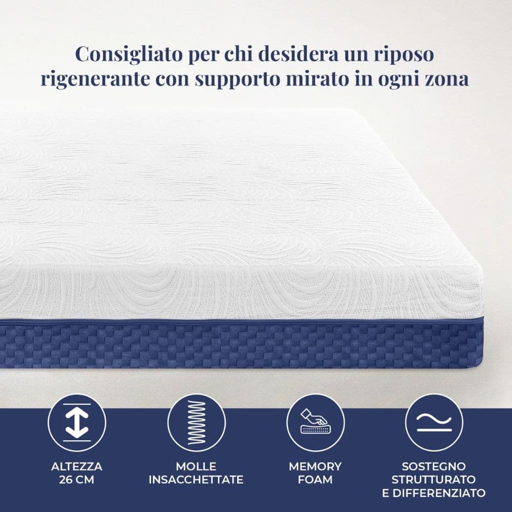 Materasso Matrimoniale in Memory Foam e Molle insacchettate Caleffi - 4