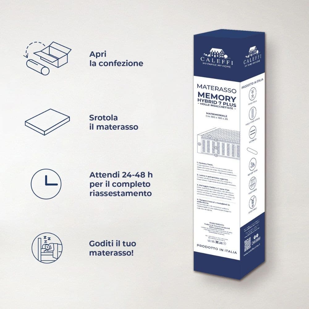 Materasso Matrimoniale in Memory Foam e Molle insacchettate Caleffi - 5