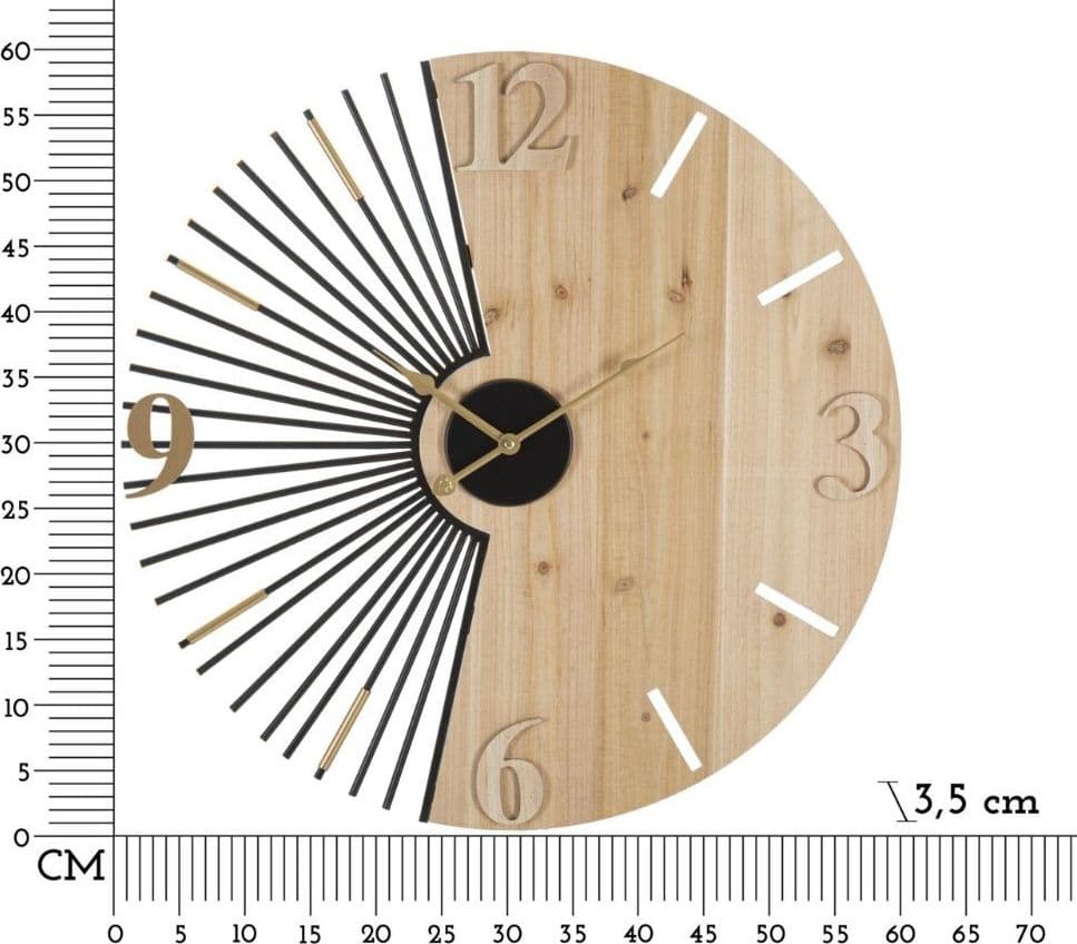 Orologio da Parete Moderno in Legno e Metallo Sole - 6