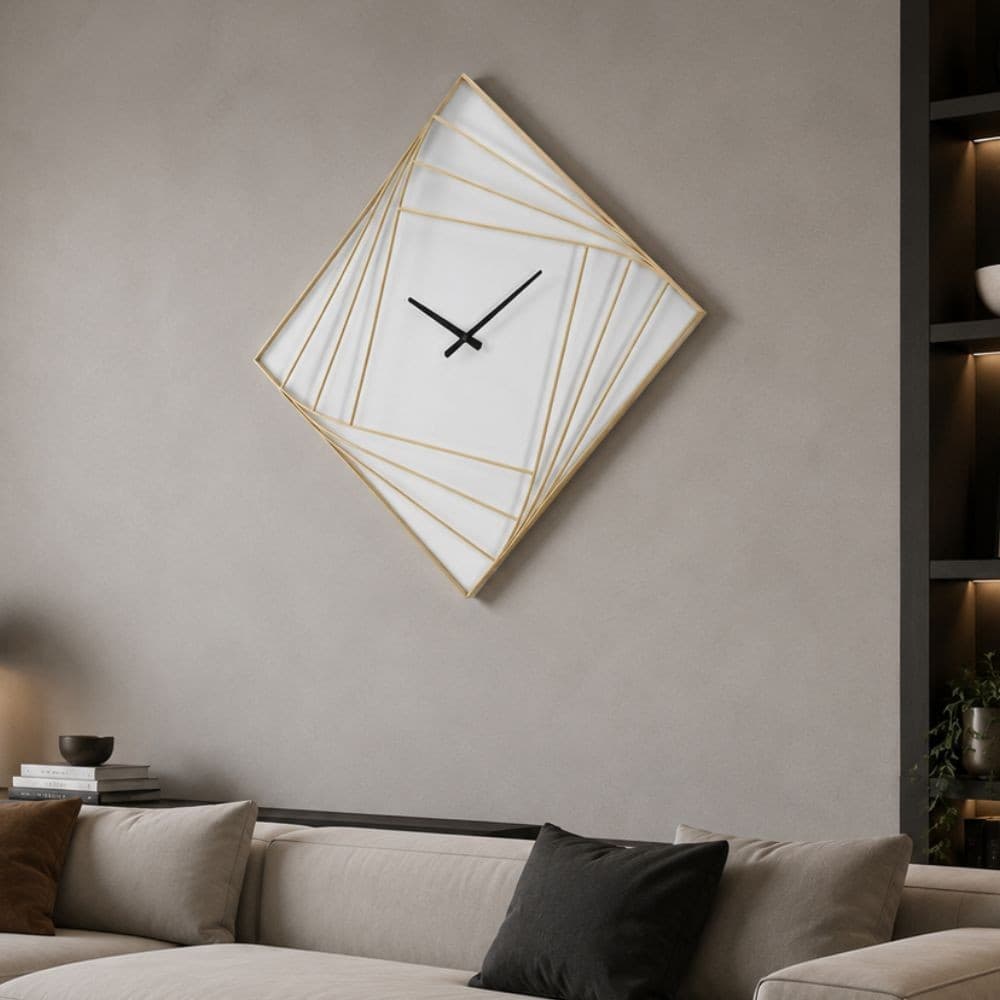 Orologio da Parete Moderno Elegante Rombo Dorato - 2