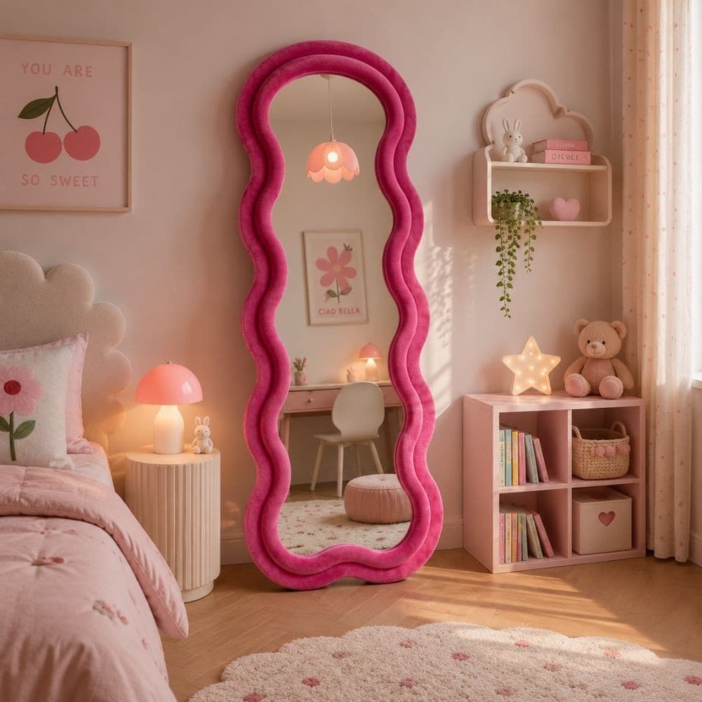 Specchio da Terra in Velluto Fucsia Milly - 2