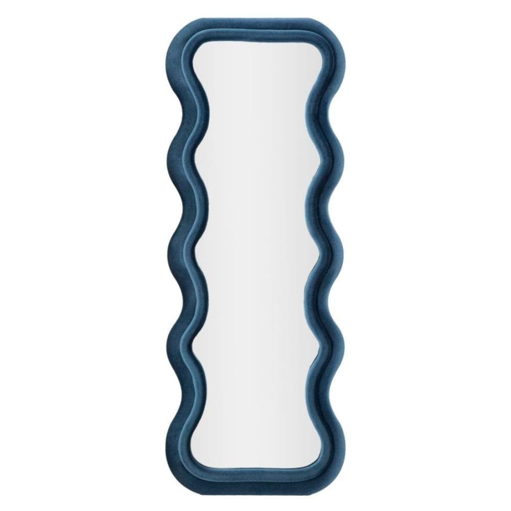 Specchio da Parete in Velluto blu Design onda Marea - 3