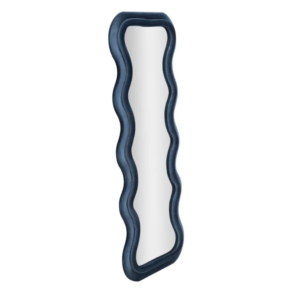 Specchio da Parete in Velluto blu Design onda Marea - 4