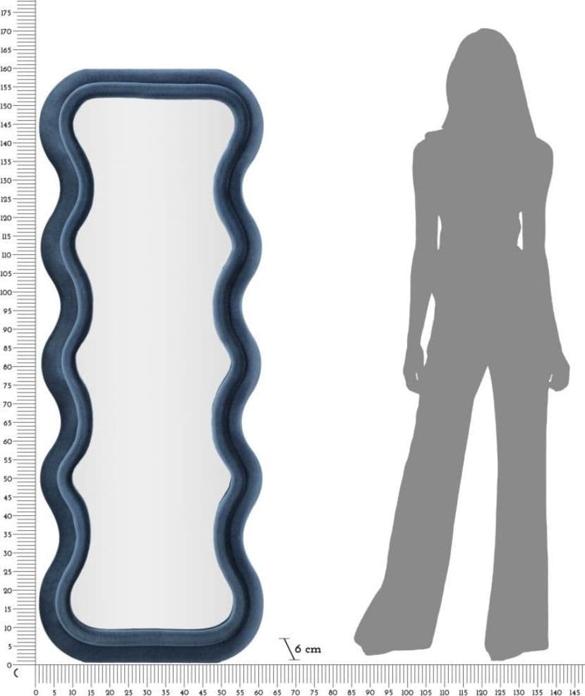 Specchio da Parete in Velluto blu Design onda Marea - 5