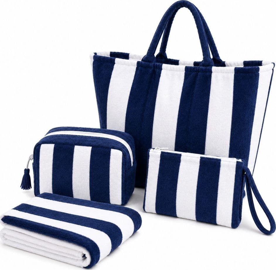 Set Mare Premium Forte dei Marmi Blu – Telo, Borsa, Beauty e Pochette Coordinati - 5