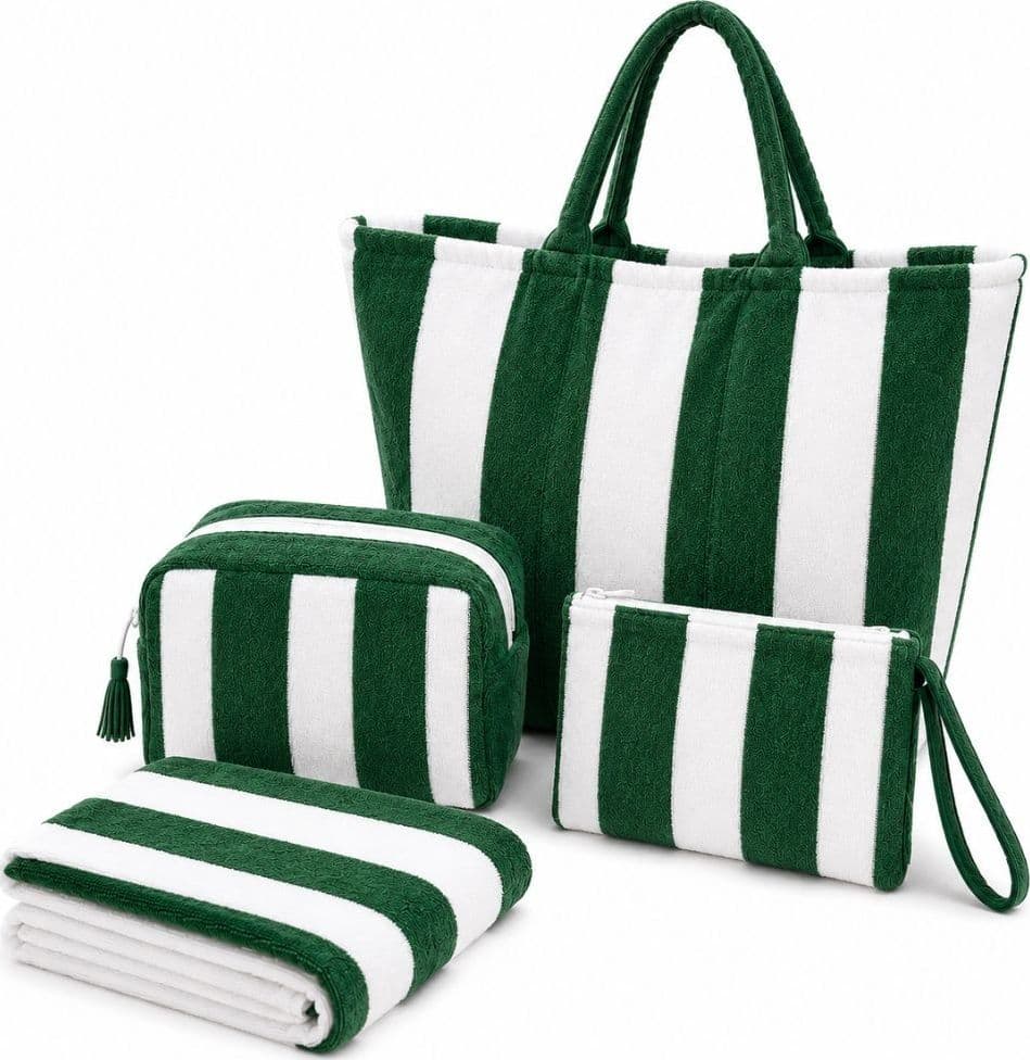 Set Mare Premium Forte dei Marmi Verde – Telo, Borsa, Beauty e Pochette Coordinati - 5