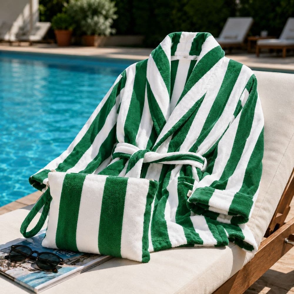 Set Accappatoio e Pochette Forte dei Marmi Verde in Spugna - 2