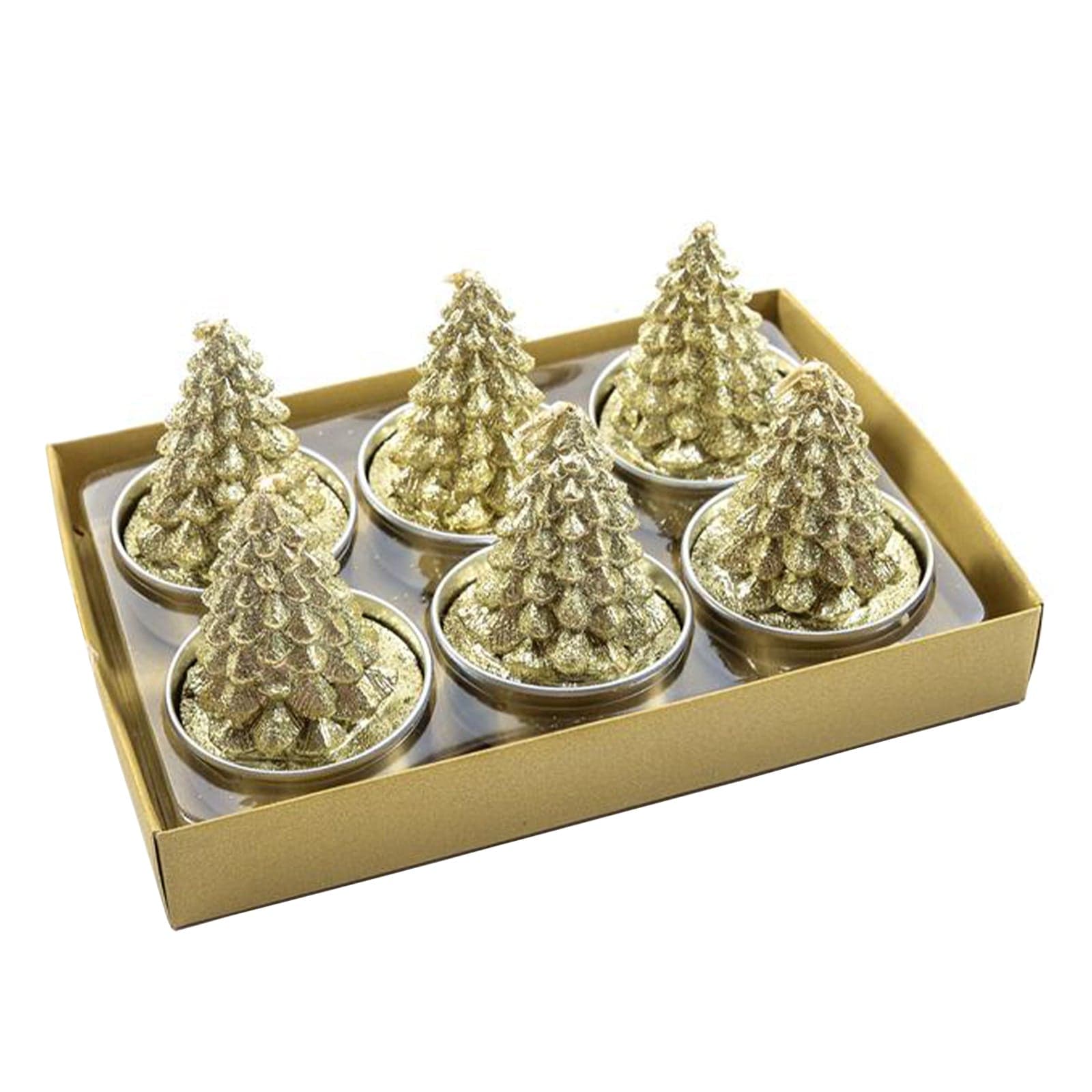 Set 6 Lumini a forma di Albero di Natale "Wonderland" con confezione regalo, 14 x 9,5 x h 6 cm - 3