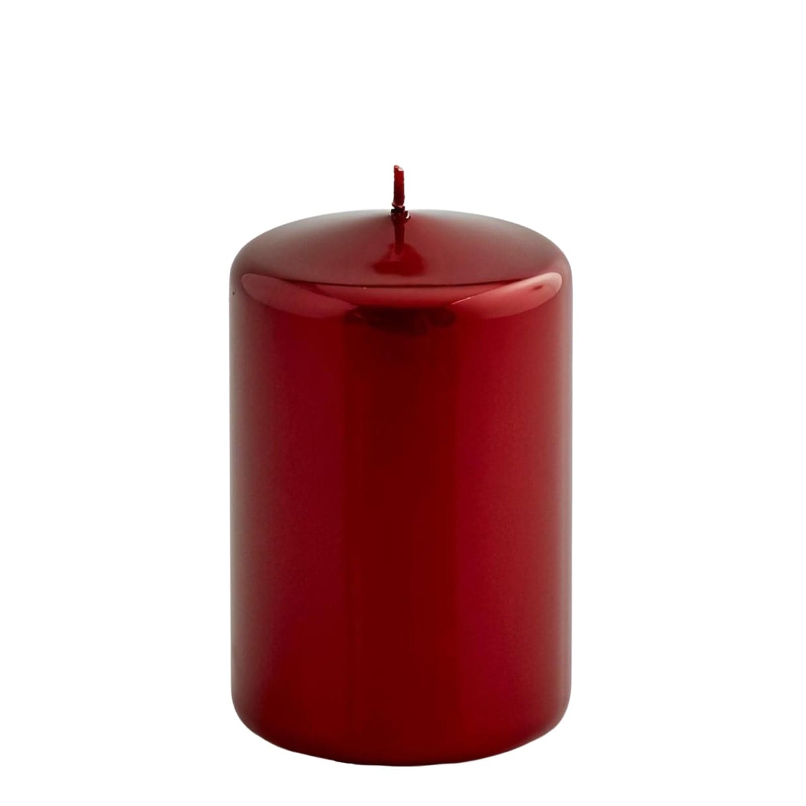 Candela metallica moccolo a forma cilindrica colore rosso per interno Ø8 cm - 2