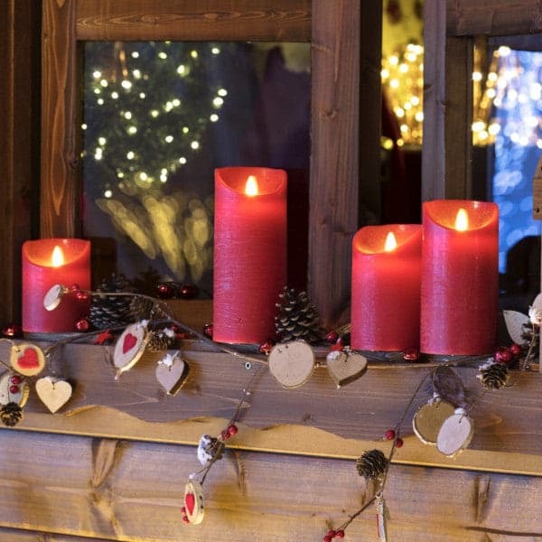 Candela in cera Rossa con luce a led effetto realistico h 10 cm - 2