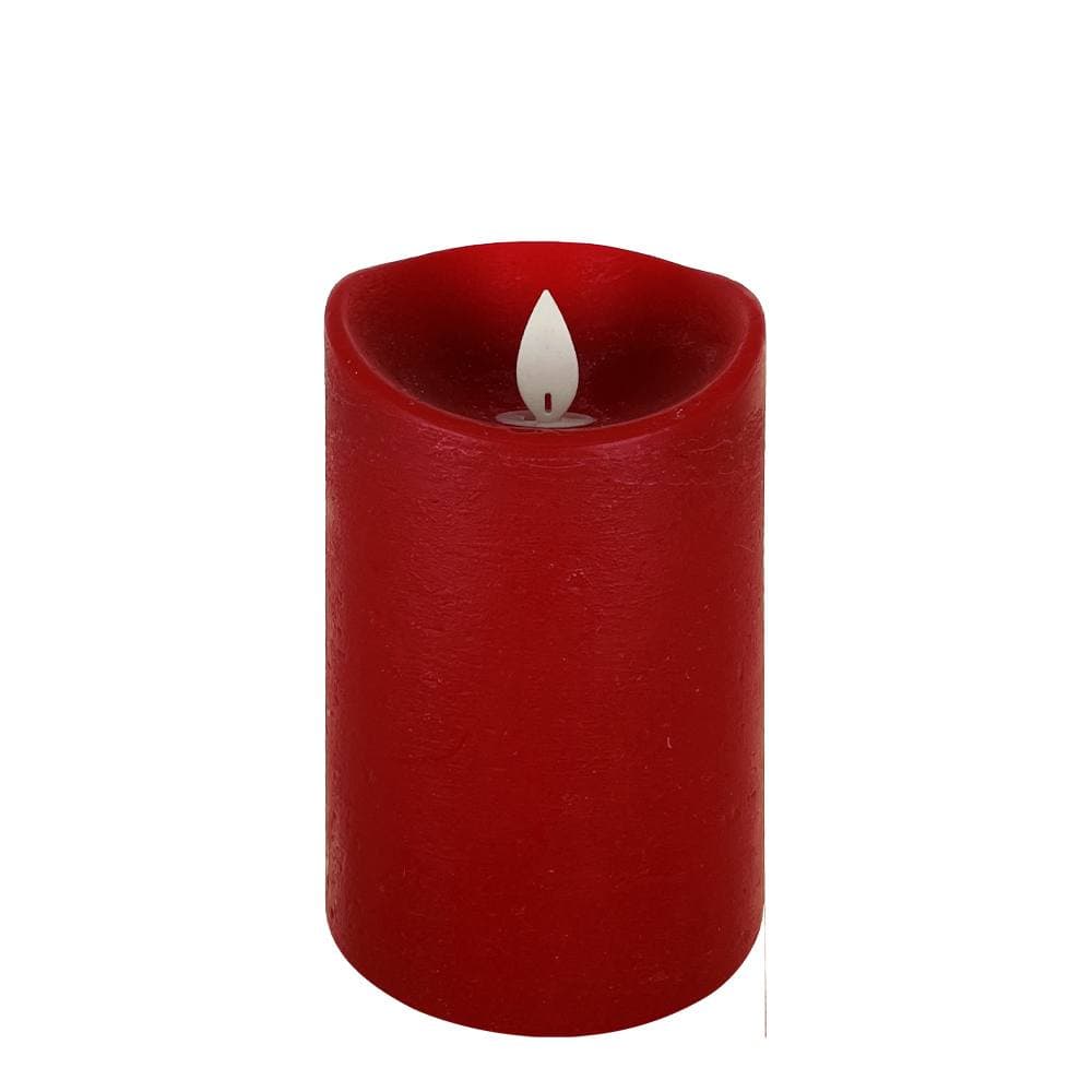 Candela in cera Rossa con luce a led effetto realistico h 10 cm - 3