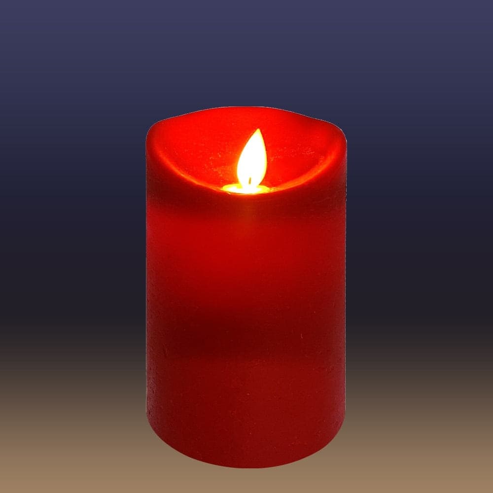 Candela in cera Rossa con luce a led effetto realistico h 10 cm - 4