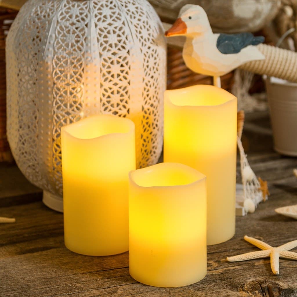 Candela in cera avorio con luce a led effetto realistico - 2