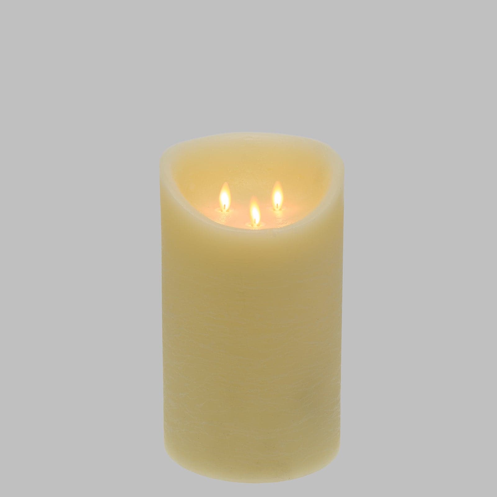 Candela luminosa in cera ruvida avorio con 3 fiamme h 25 cm con timer decorazione natalizia - 2