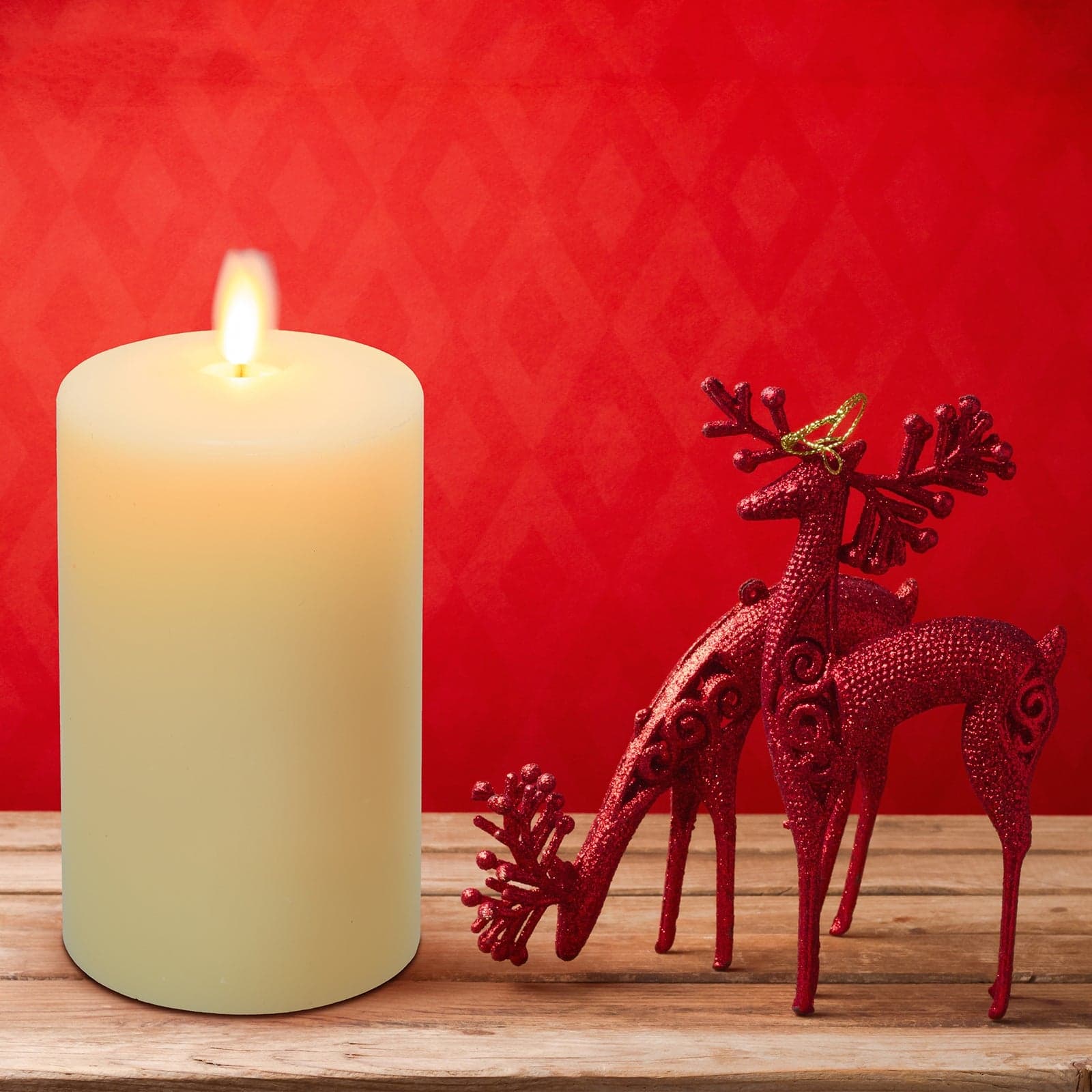 Candela luminosa a led luce calda cera avorio con stoppino mobile decorazione natalizia - 3