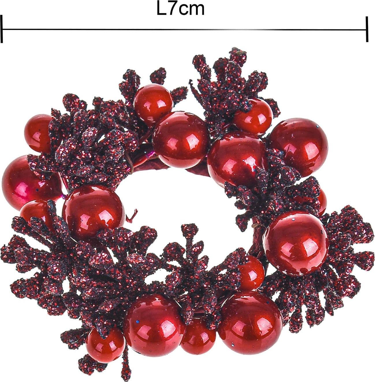 Ghirlanda per candela con bacche rosse decorazione natalizia in plastica ⌀ 7 cm - 2