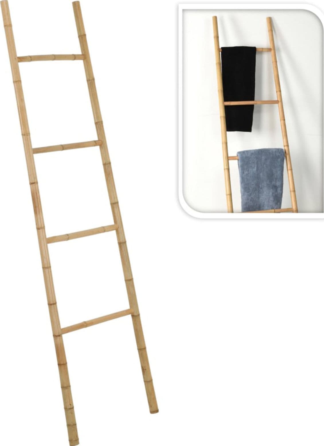 Porta asciugamani a forma di scala, struttura in Bambù resistente - 4