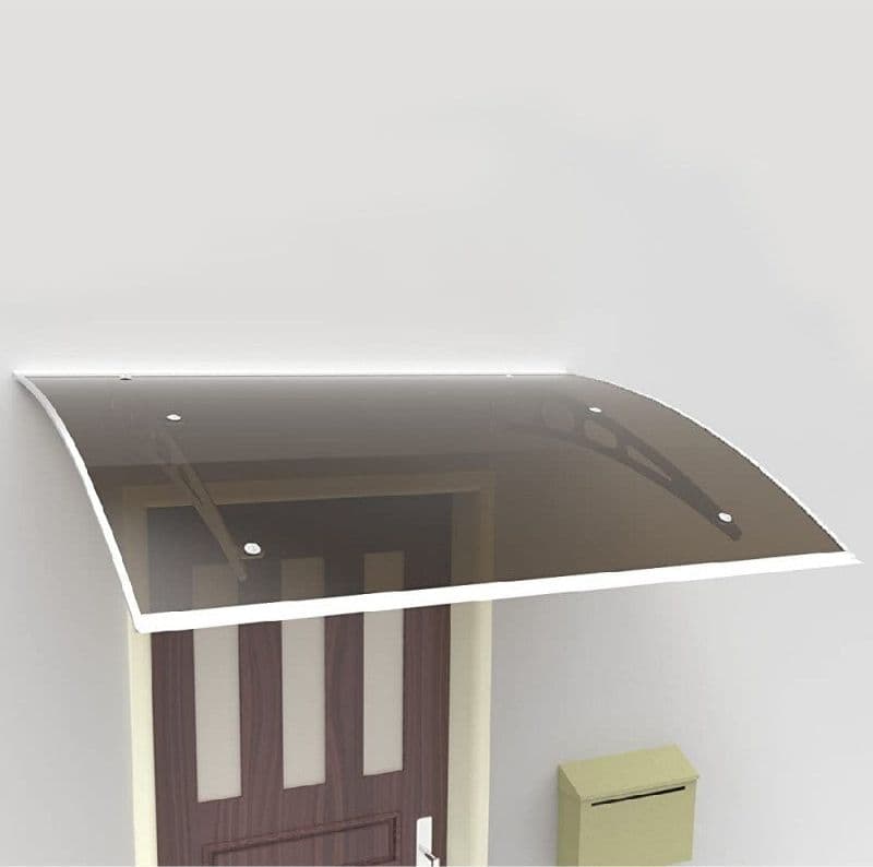 Pensilina in policarbonato con supporti in alluminio "Fumè" tettoia modulabile per portoni e finestre - 2