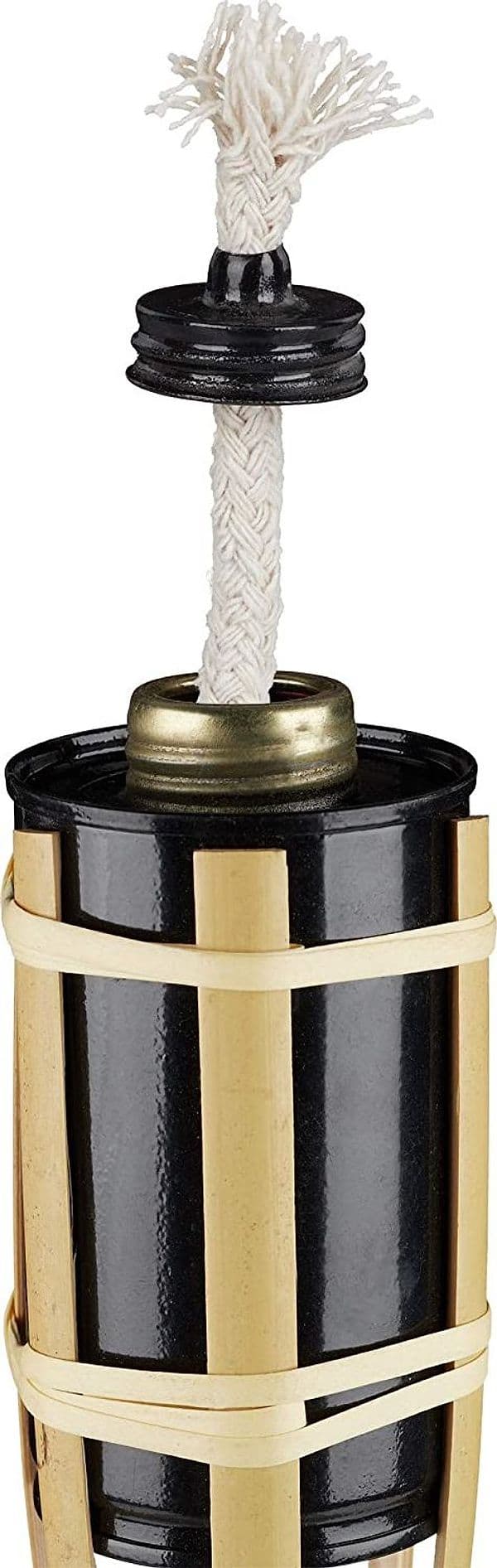 Torcia in bambù con recipiente in metallo per olio alla citronella antizanzare - 7