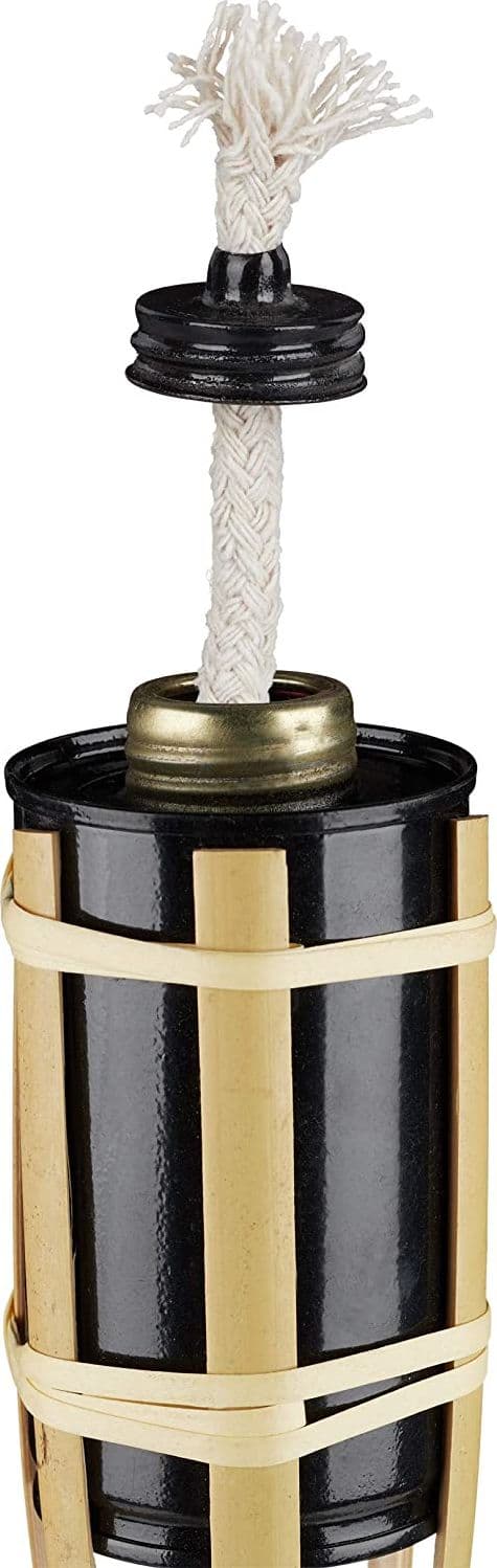 Torcia in bambù con recipiente in metallo per olio alla citronella antizanzare - 7