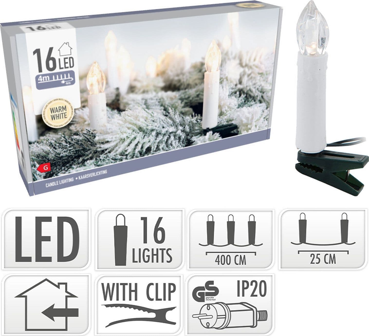 Ghirlanda con candele luce LED con clip per decorazioni natalizie - 2