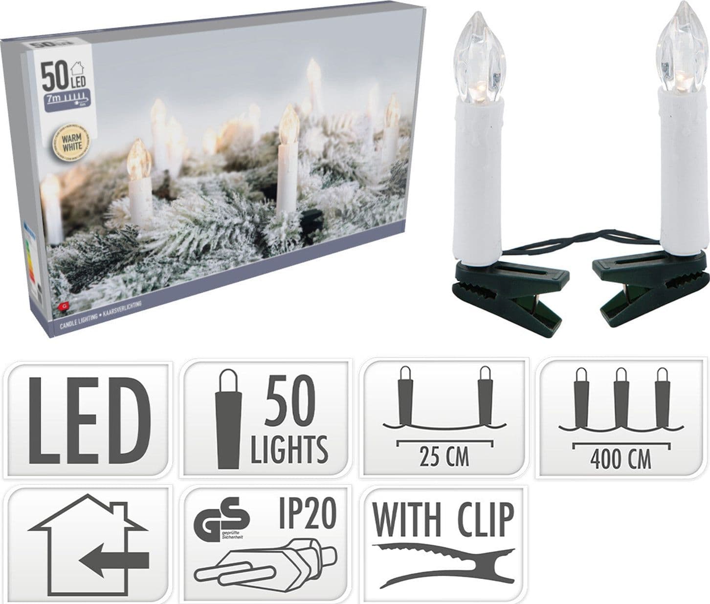 Ghirlanda con candele luce LED con clip per decorazioni natalizie - 4