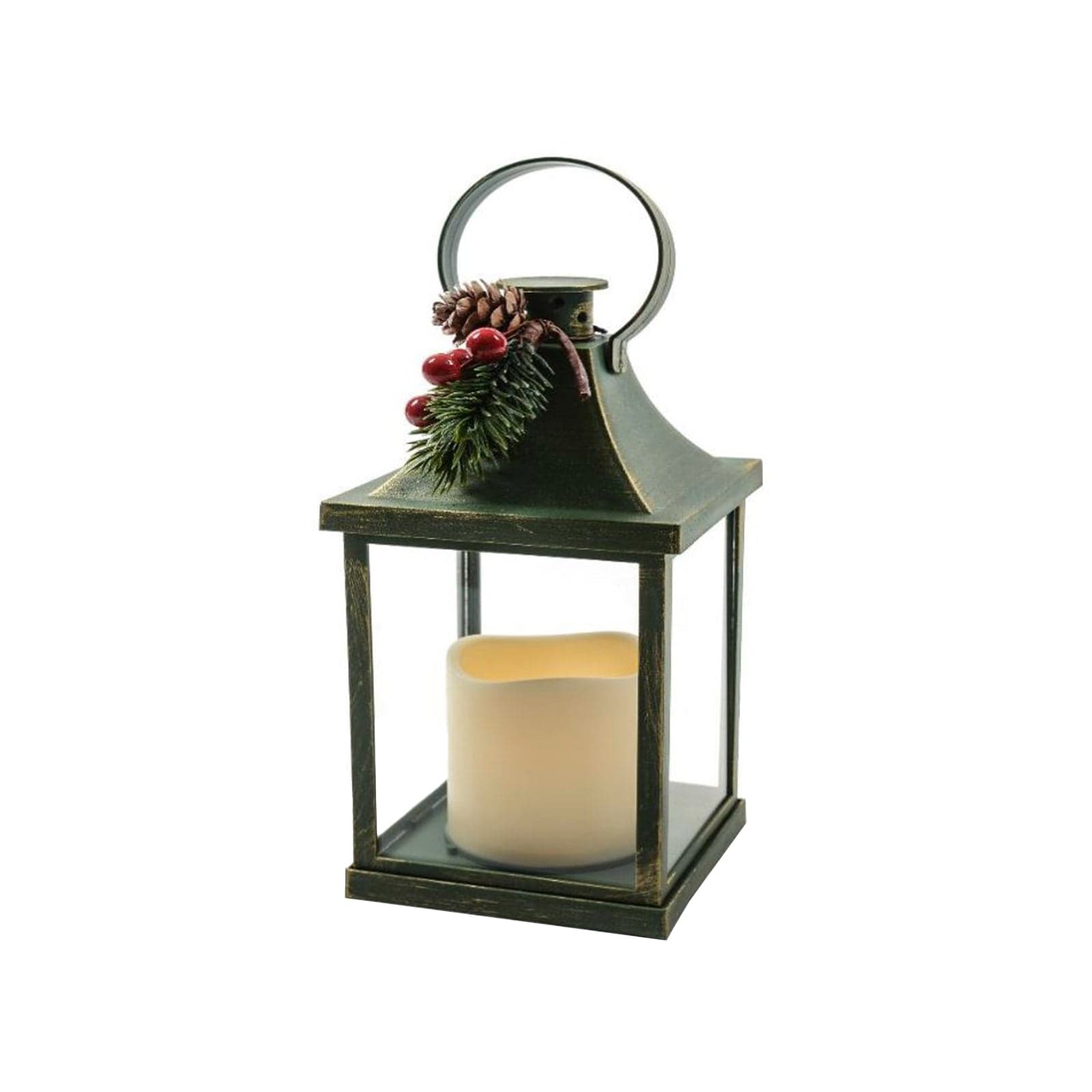 Lanterna natalizia in plastica con candela led per decorazioni natalizie - 5