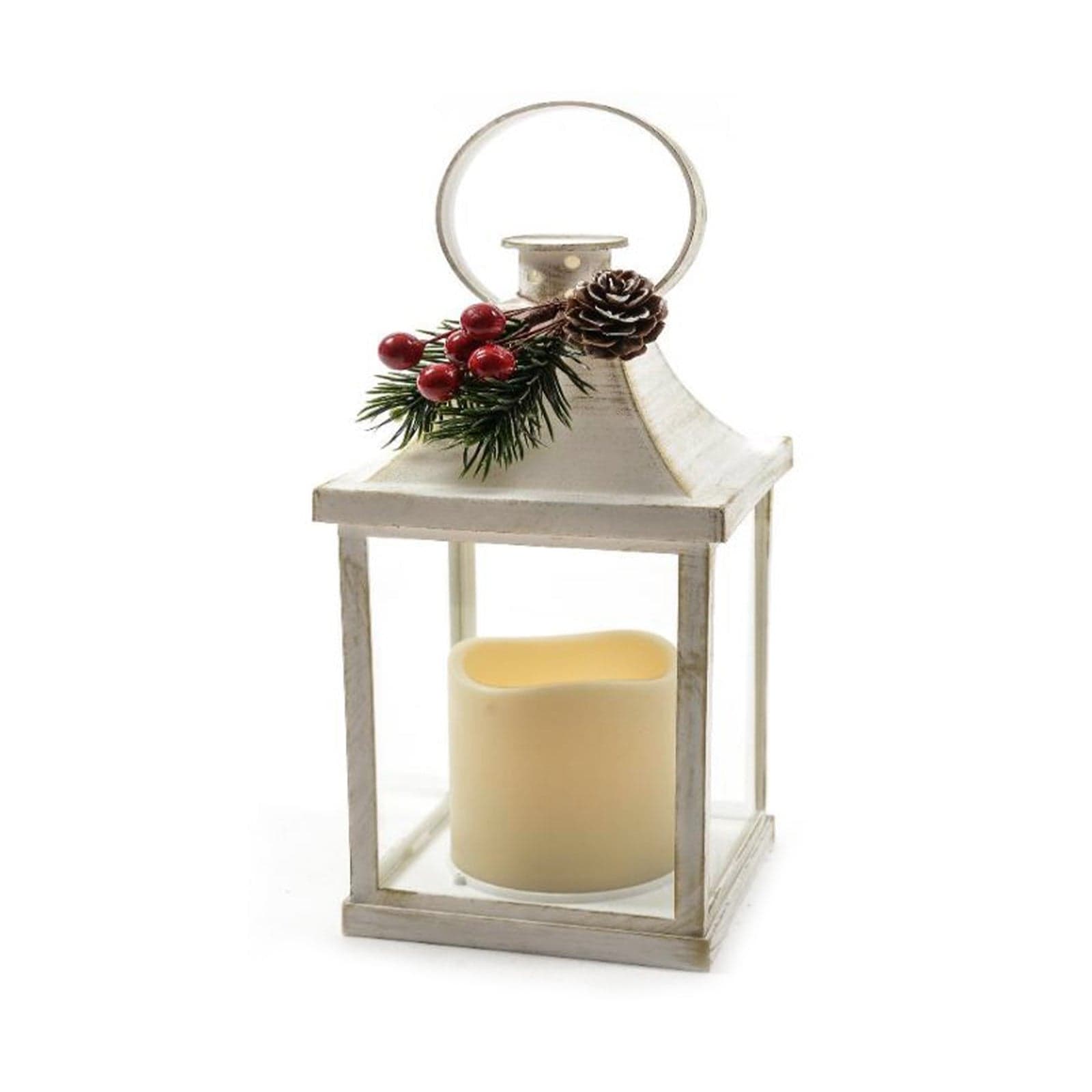 Lanterna natalizia in plastica con candela led per decorazioni natalizie - 1