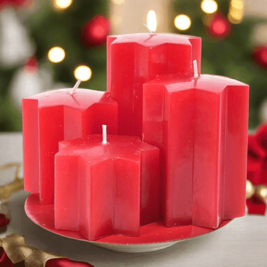 4 Candele decorative natalizie a forma di stella per decorazione ambienti - 2