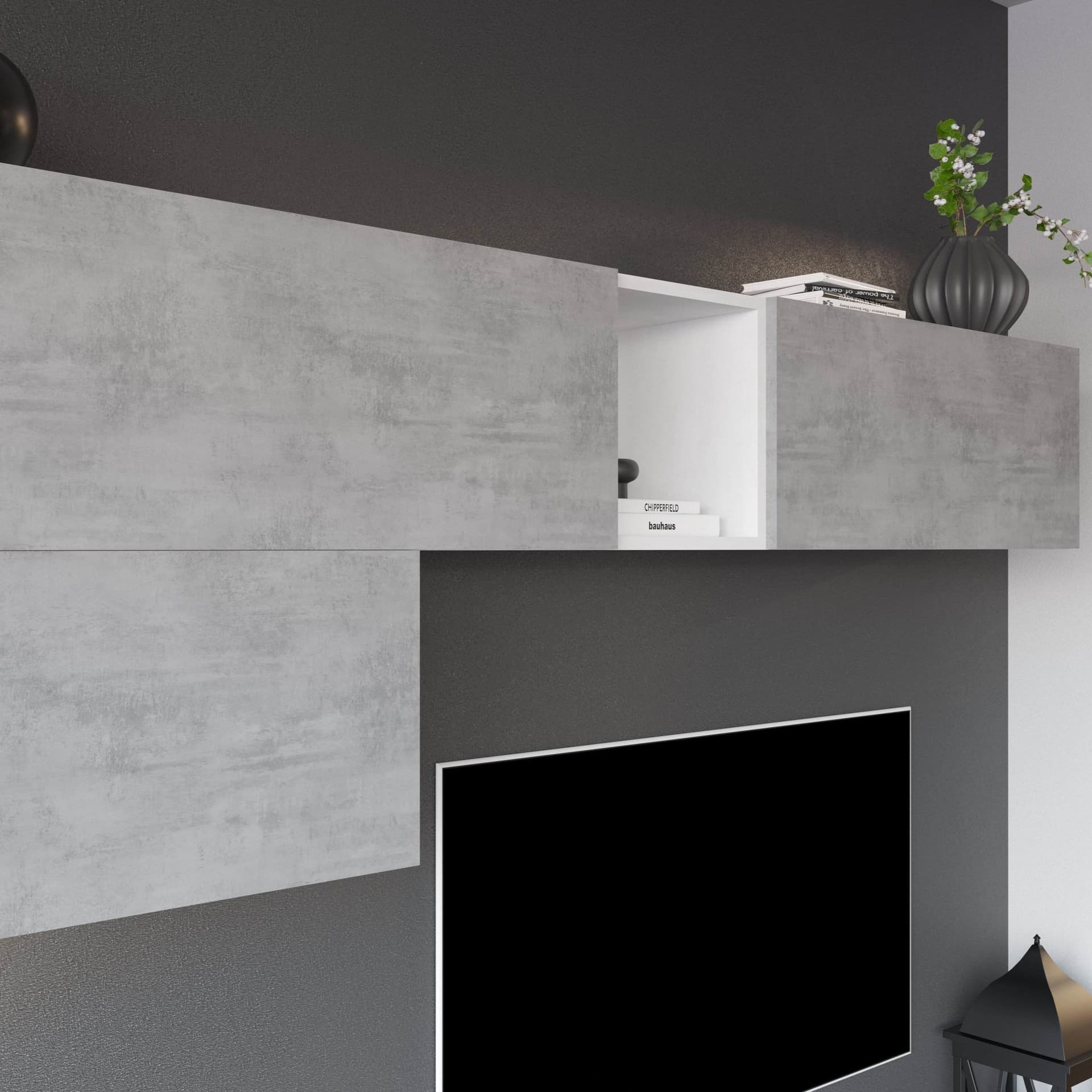 Composizione soggiorno ossido bianco e cemento - 200 x 247 x 45 cm - 5