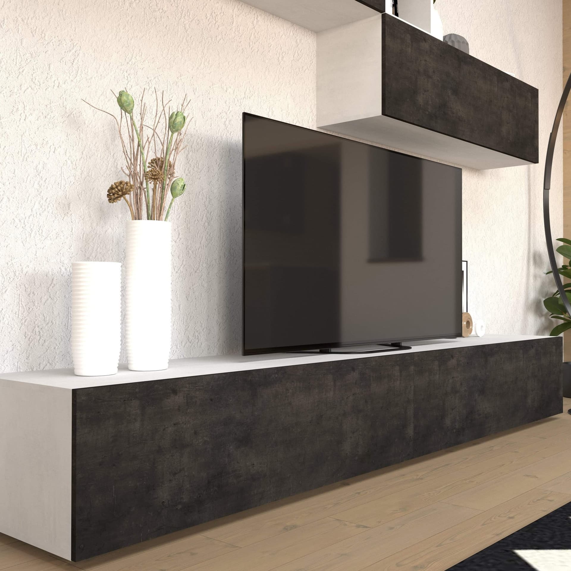 Composizione soggiorno ossido bianco e ossido nero - 194 x 249 x 45 cm - 3