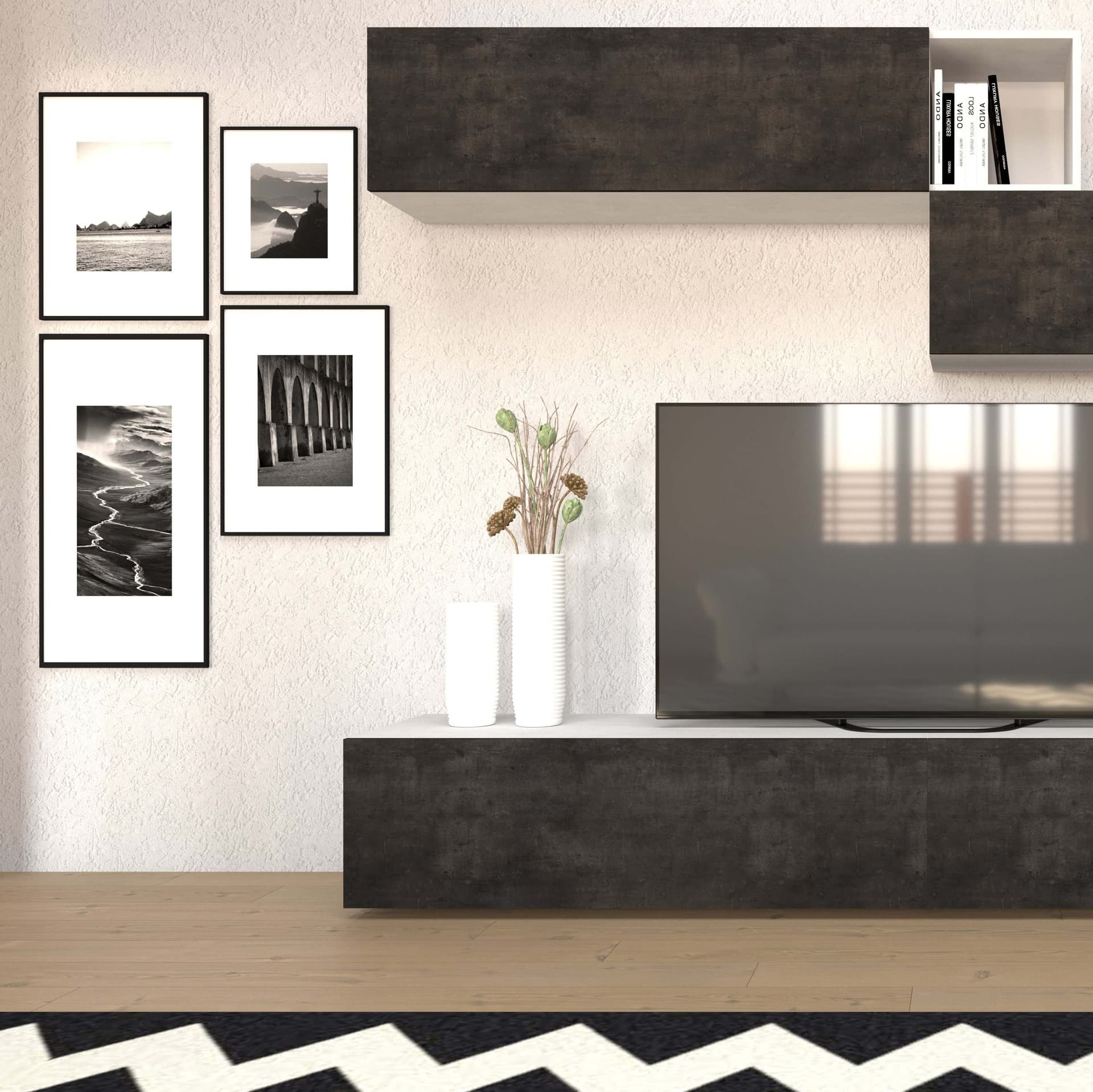 Composizione soggiorno ossido bianco e ossido nero - 194 x 249 x 45 cm - 4