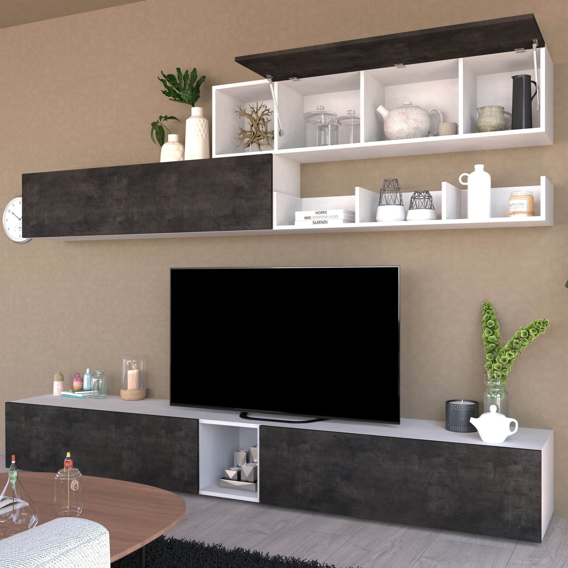 Composizione soggiorno ossido bianco e ossido nero - 202 x 282 x 45 cm - 3