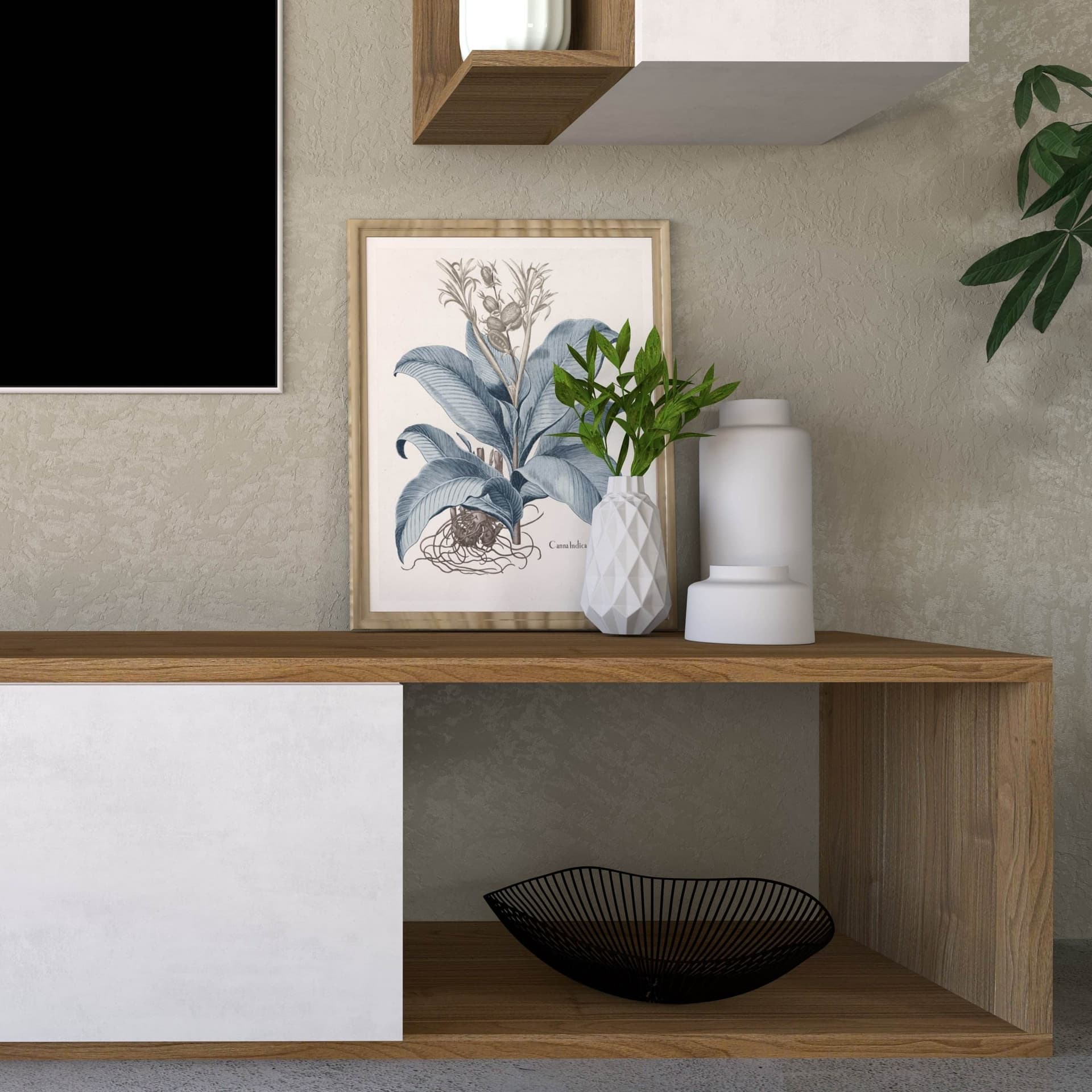 Composizione soggiorno noce stelvio e ossido bianco - 230 x 282 x 45 cm - 3