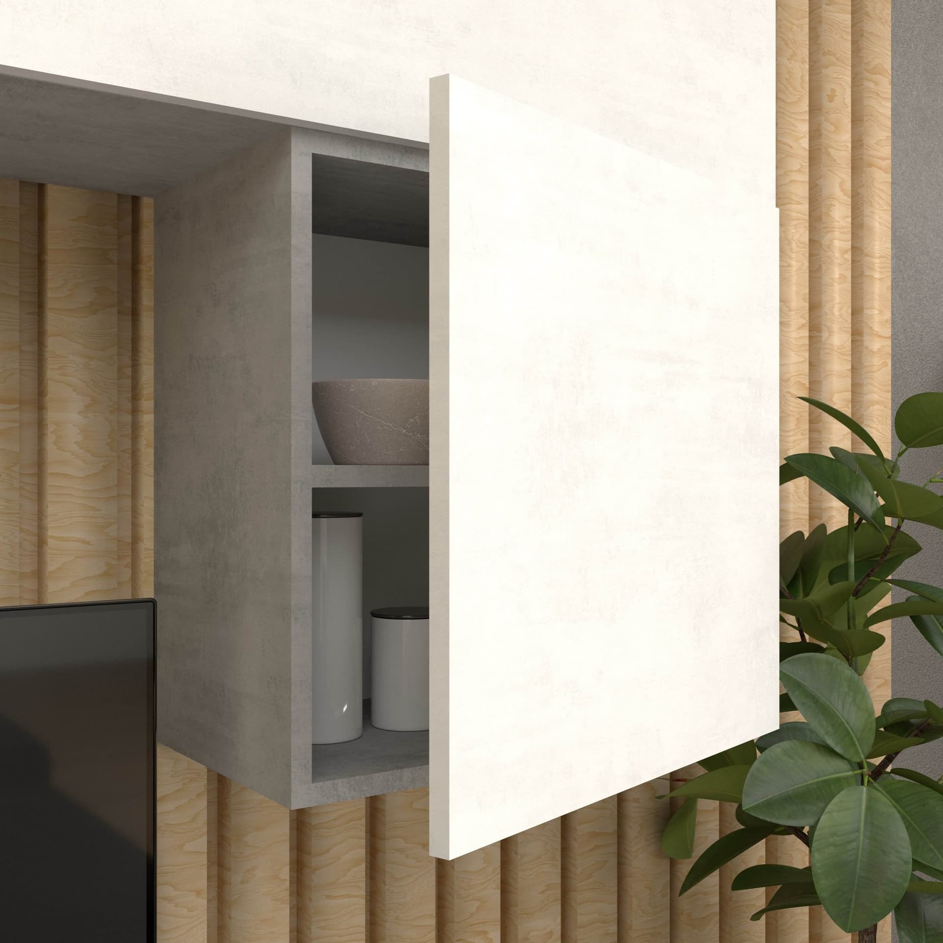 Composizione soggiorno moderna cemento e ossido bianco - 200 x 282 x 45 cm - 4