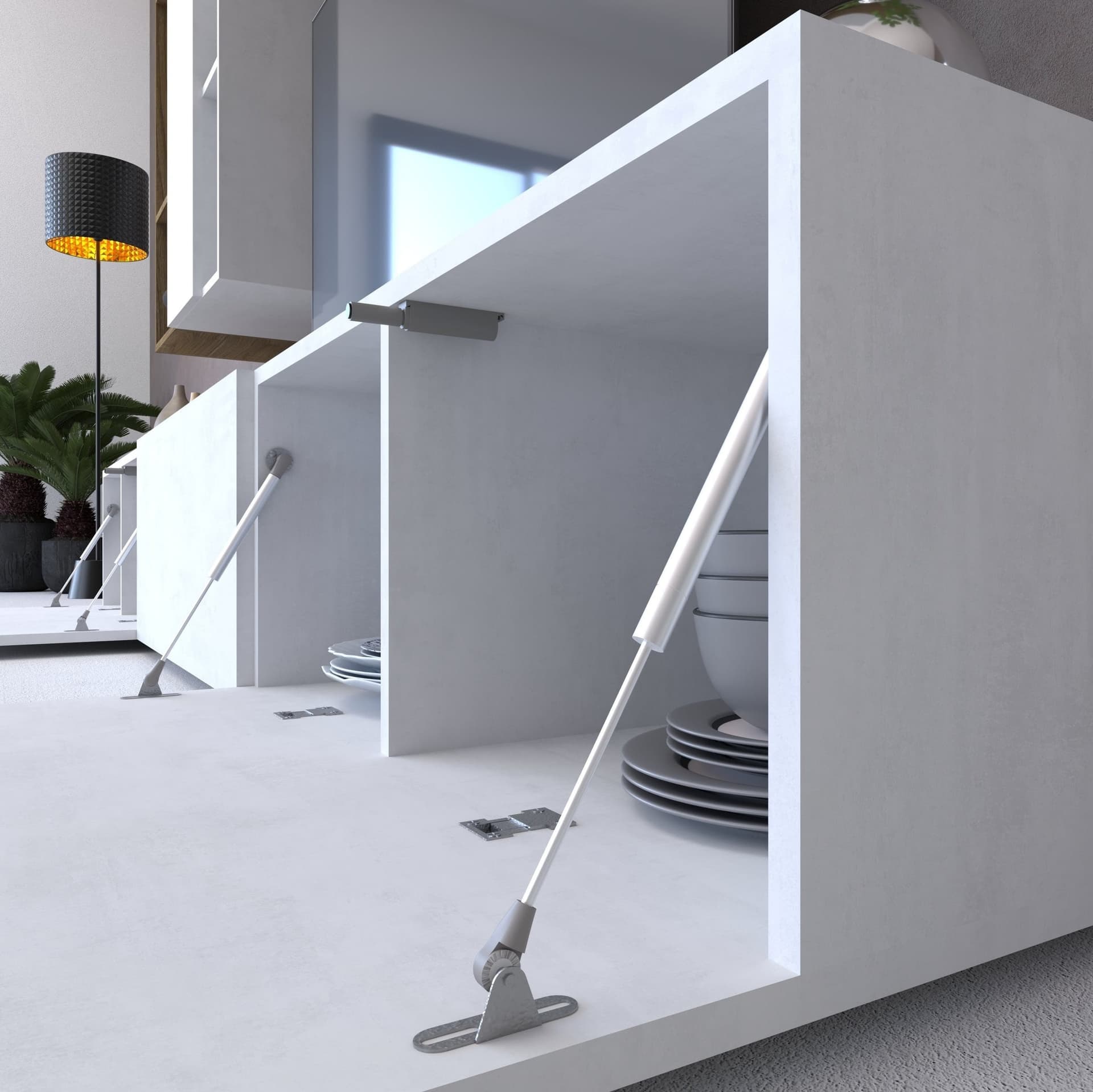Composizione soggiorno moderna noce stelvio e ossido bianco - 194 x 267 x 45 cm - 4