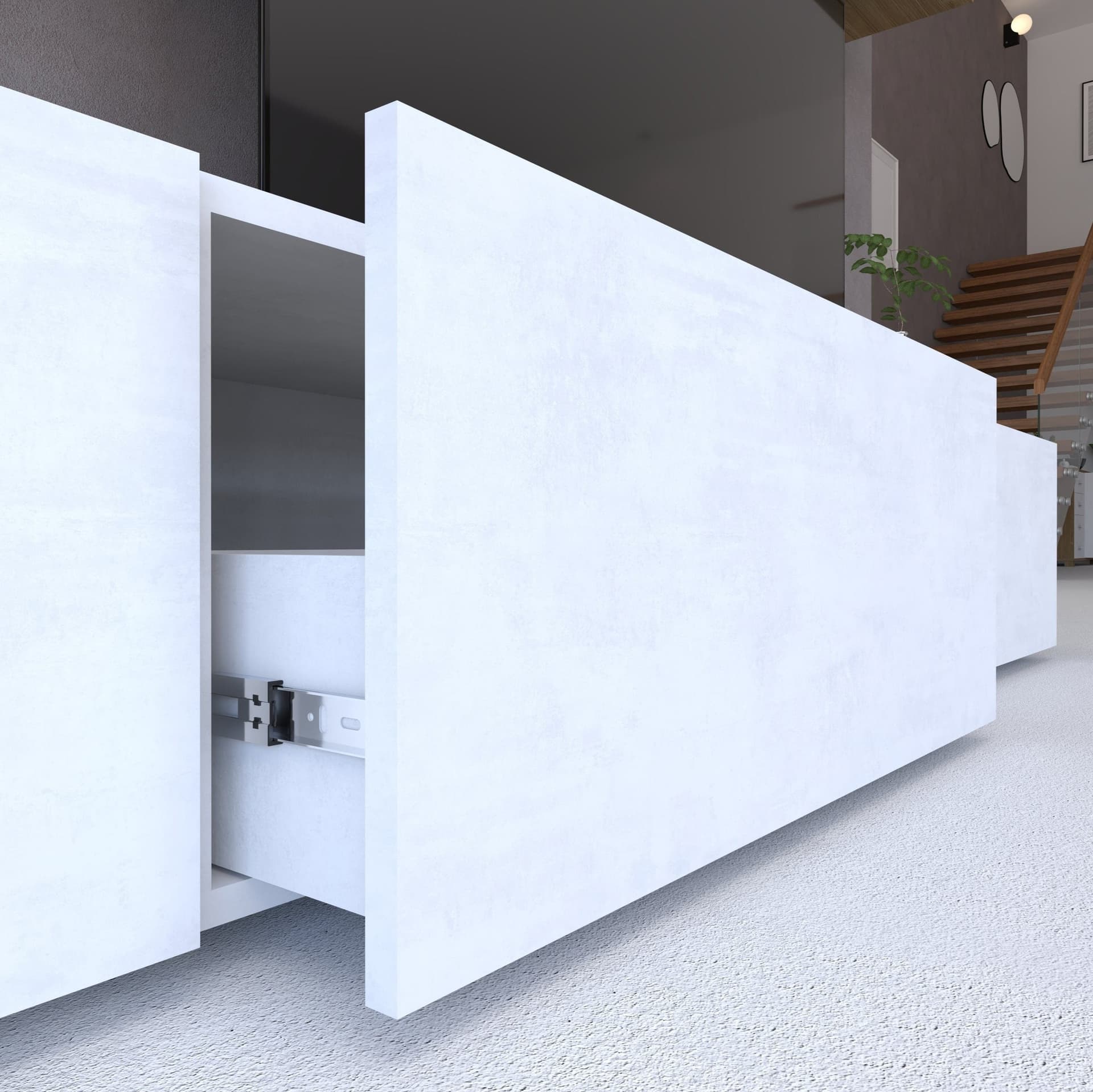 Composizione soggiorno moderna noce stelvio e ossido bianco - 194 x 267 x 45 cm - 6
