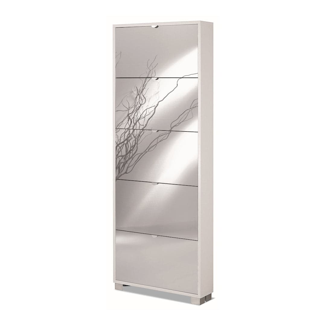 Scarpiera a cinque ante a ribalta con specchio dal design moderno - 190 x 70 x 18 cm - 11