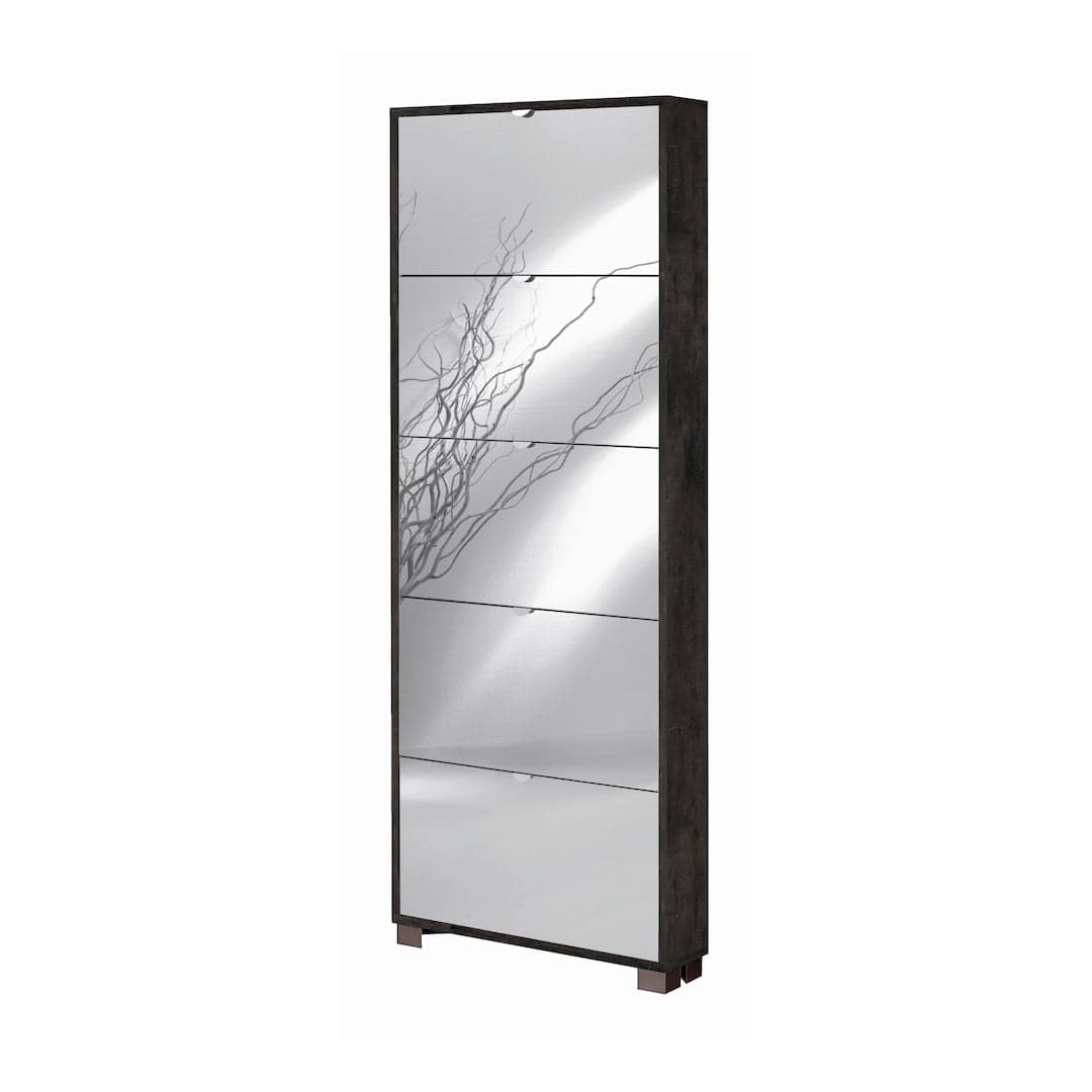 Scarpiera a cinque ante a ribalta con specchio dal design moderno - 190 x 70 x 18 cm - 16