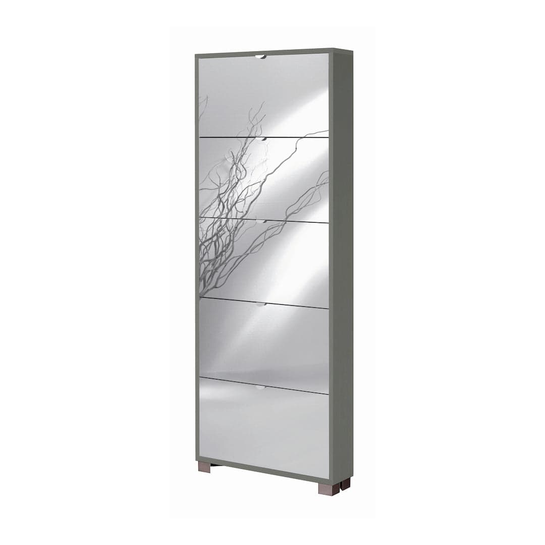 Scarpiera a cinque ante a ribalta con specchio dal design moderno - 190 x 70 x 18 cm - 17