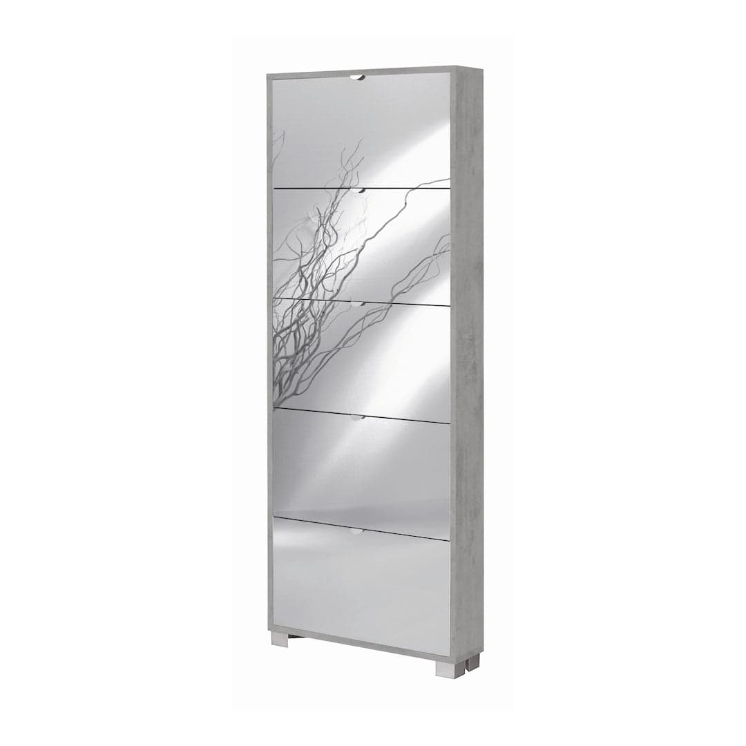 Scarpiera a cinque ante a ribalta con specchio dal design moderno - 190 x 70 x 18 cm - 12