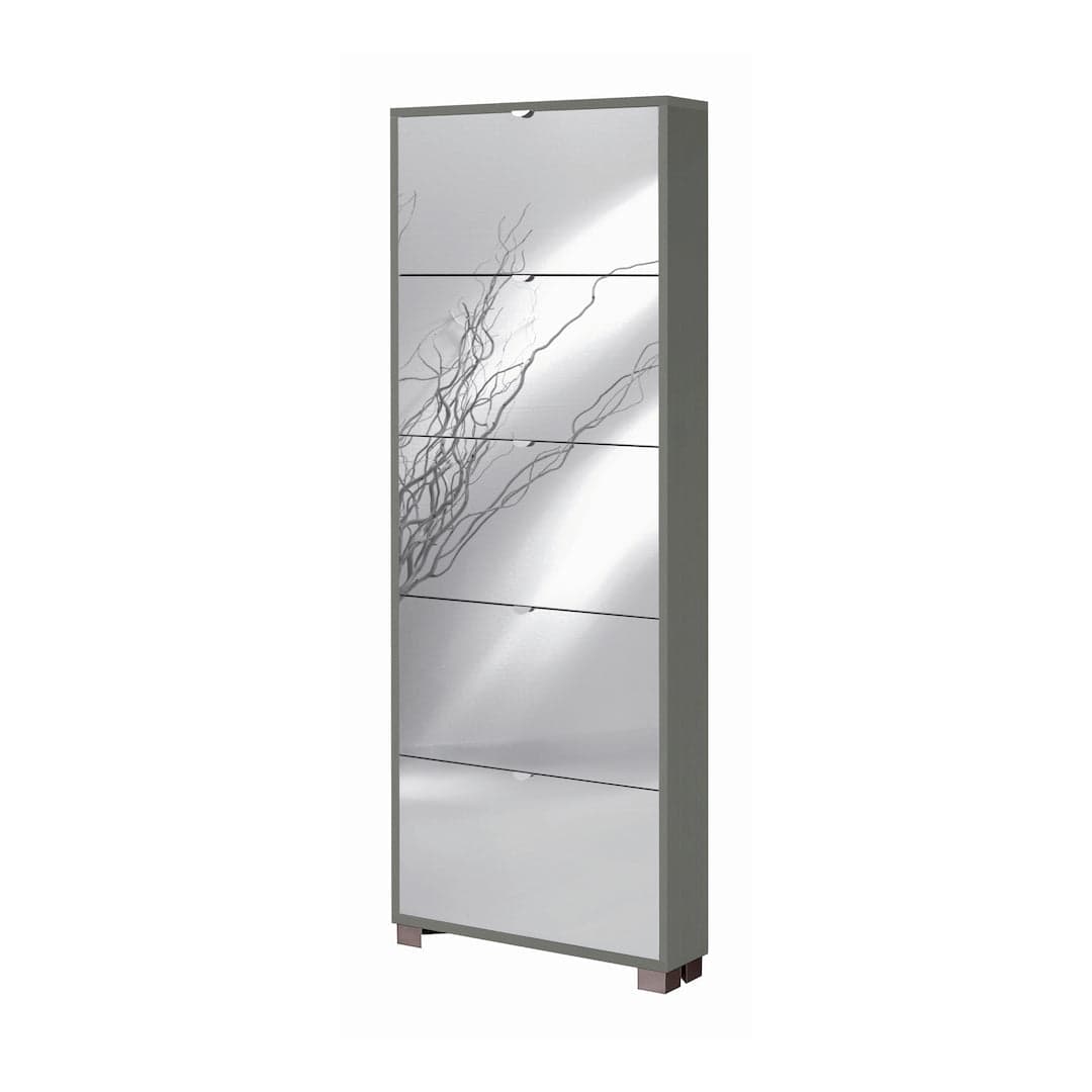 Scarpiera a cinque ante a ribalta con specchio dal design moderno - 190 x 70 x 18 cm - 18