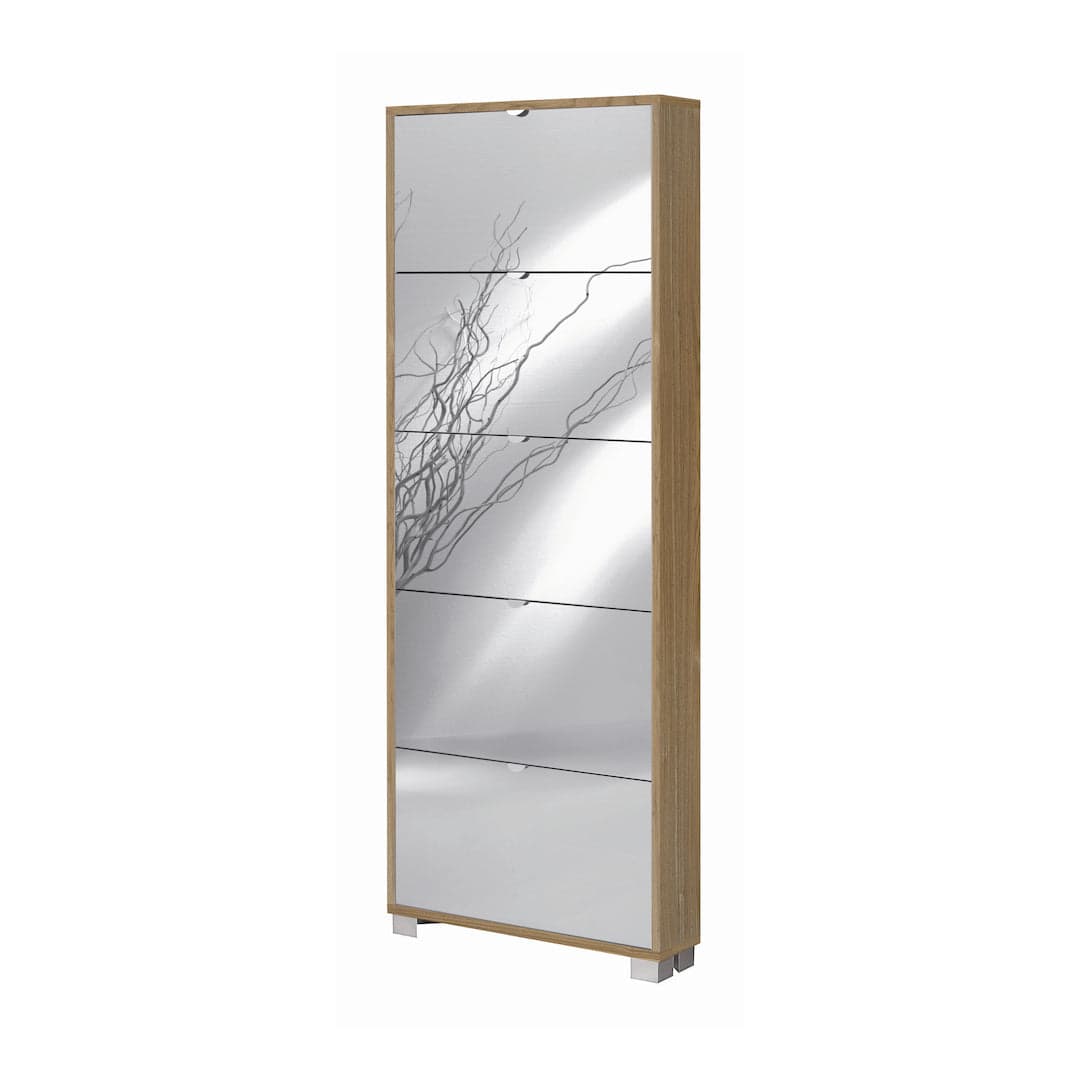 Scarpiera a cinque ante a ribalta con specchio dal design moderno - 190 x 70 x 18 cm - 14