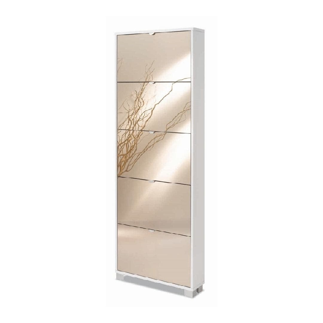 Scarpiera a cinque ante a ribalta con specchio dal design moderno - 190 x 70 x 18 cm - 9