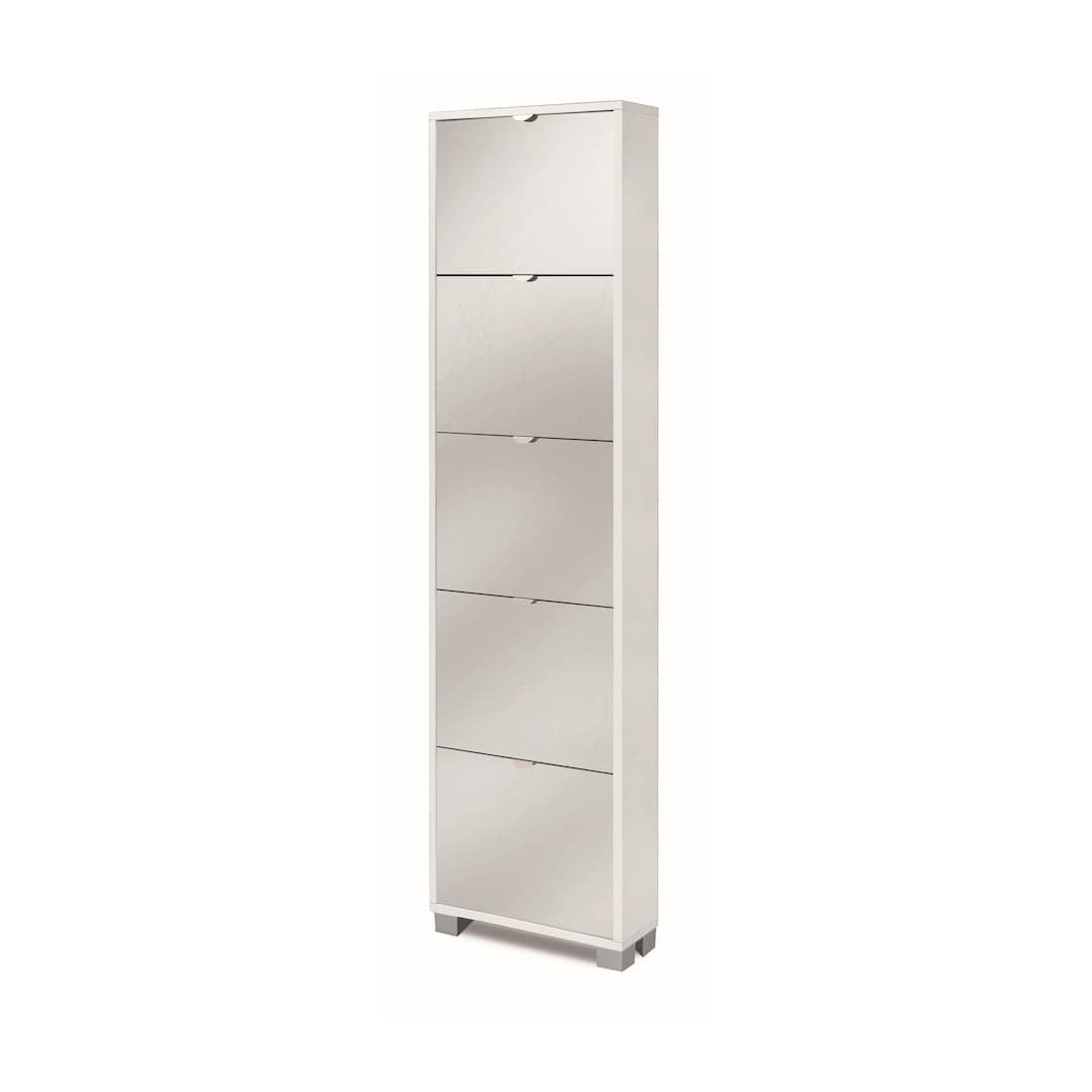 Scarpiera a cinque ante a ribalta con specchio dal design compatto - 190 x 50 x 18 cm - 10