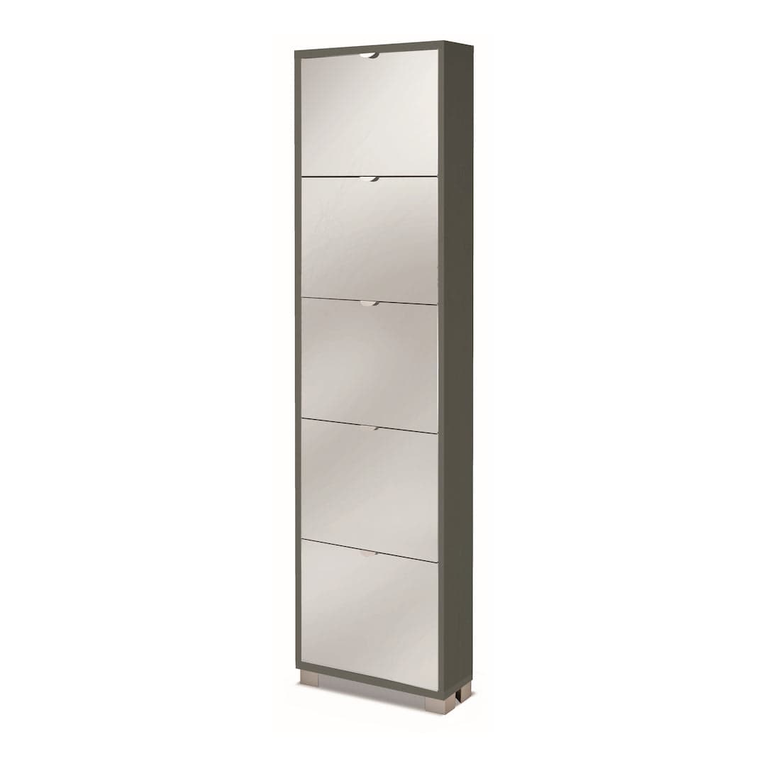 Scarpiera a cinque ante a ribalta con specchio dal design compatto - 190 x 50 x 18 cm - 16