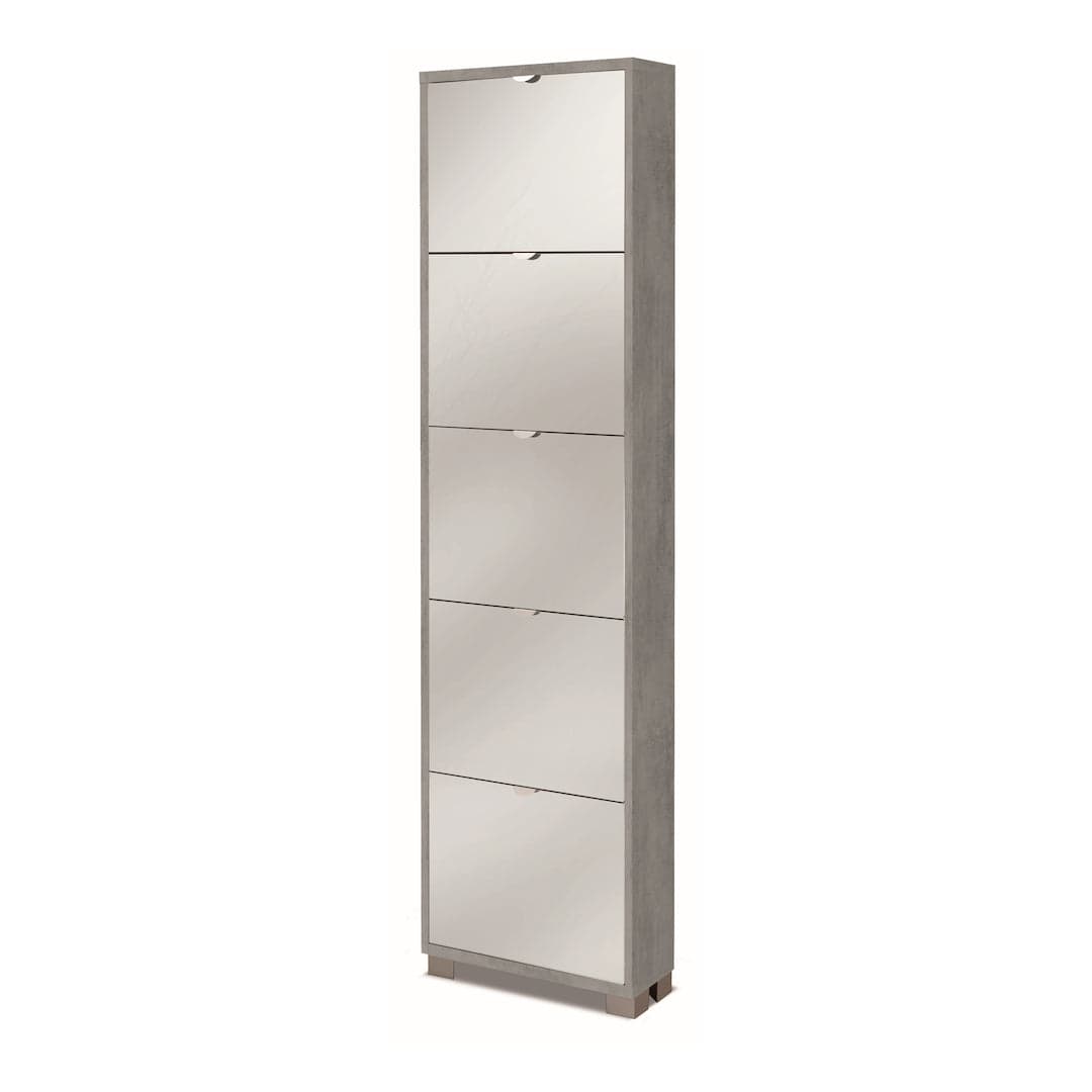 Scarpiera a cinque ante a ribalta con specchio dal design compatto - 190 x 50 x 18 cm - 11