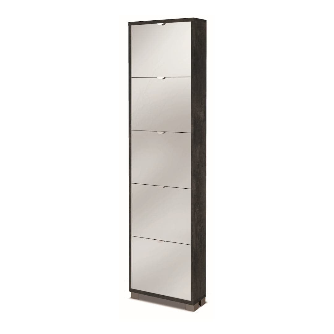 Scarpiera a cinque ante a ribalta con specchio dal design compatto - 190 x 50 x 18 cm - 15